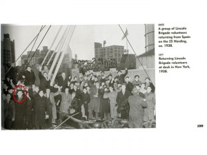 Fig. 13: On the dock after the landing of the Paris (from Carroll and Fernandez, Facing Fascism: New York and the Spanish Civil War).