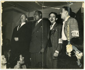 Bart van der Schelling, Paul Robeson, Moe Fishman, and Art Landis. Tamiment Library, NYU, ALBA Photo 66, box 1, folder 3.