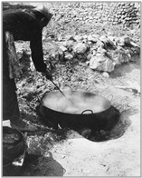 Field Kitchen - Kitchen Frying Hamburgers, L-W, near Huesca, Box 1, Folder 11, 177_185042  (ALBA Photo 177, International Brigades Archives, Moscow: Selected Images, Folder 185, 58th  BN in Operations for the Republican Army in Spain, 1937-1938.