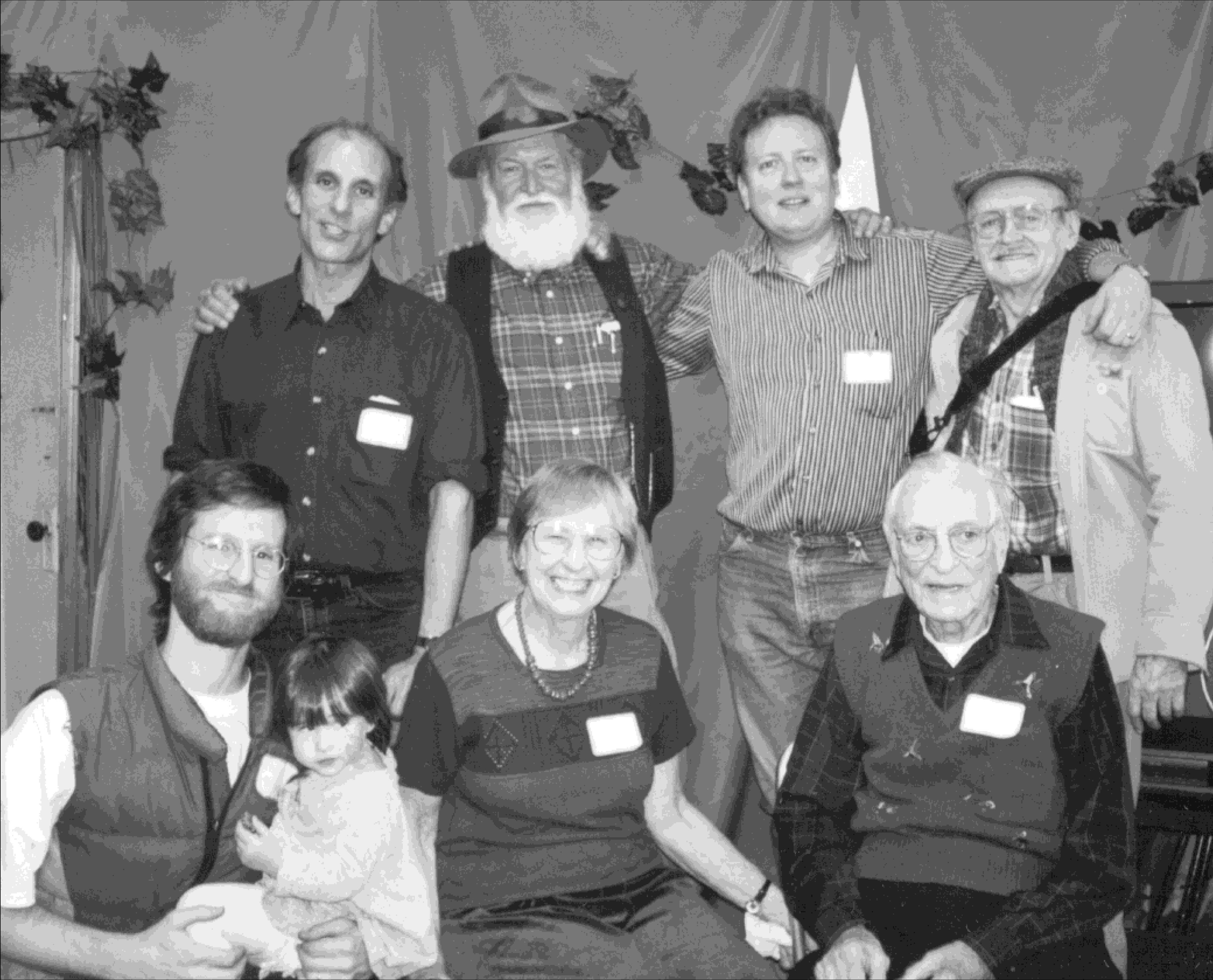 Chicago Friends of the Lincoln Brigade and Ed Balchowsky Committee, in 2000. Standing (l-r): Peter Glazer, Utah Phillips, Brian Peterlinz, Stuart McCarrell; seated: Jeff Balch, Maple Balch, Bobby Hall, and Chuck Hall.