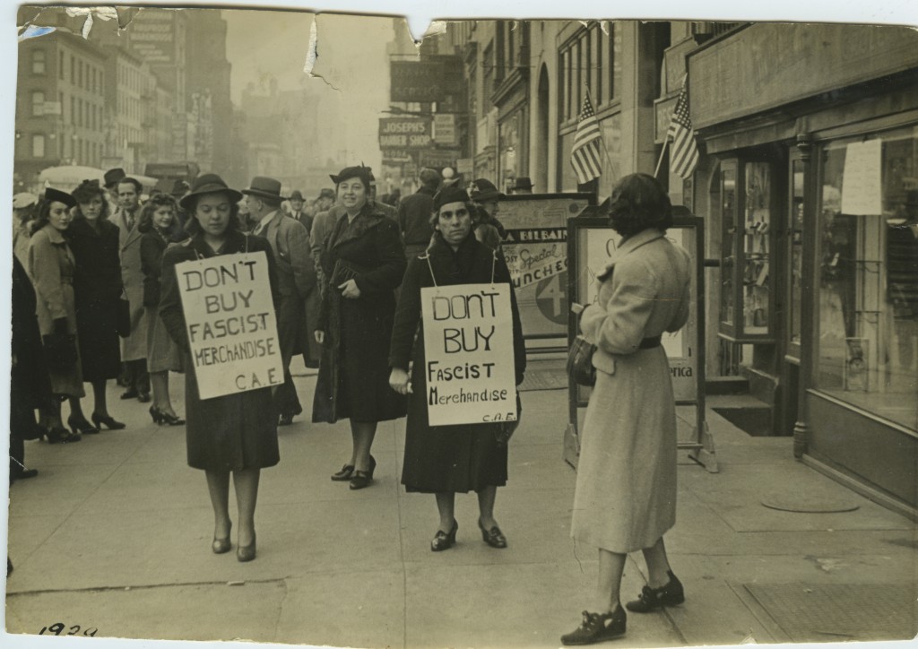 Spanish women picketing Casa Moneo, the Spanish grocery store on West 14th Street, in the heart of Little Spain.  Courtesy of the Cividanes family of New York.