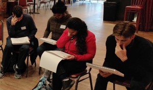 Teachers mulling over ALBA materials at the New York City workshop. Photo S. Faber.